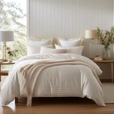 Pościel satyna bawełniana CIZGILI CREAM/140x200+1posz. 70x80 EXCLUSIVE