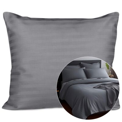 Poszewka satyna bawełna CIZGILI ANTHRACITE/70x80.