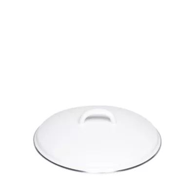 Emaliowana pokrywka 22 cm z chromowaną obręczą Riess Classic Weiss