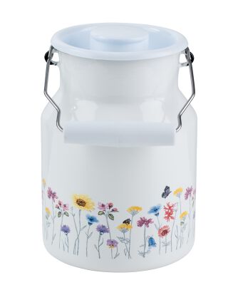 Kanka emaliowana Riess Flora 1,5 l biała w kwiatki – styl retro z Austrii