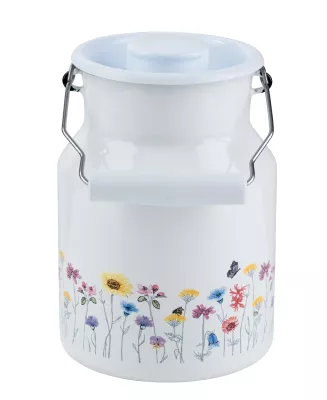 Kanka emaliowana Riess Flora 1,5 l biała w kwiatki – styl retro z Austrii