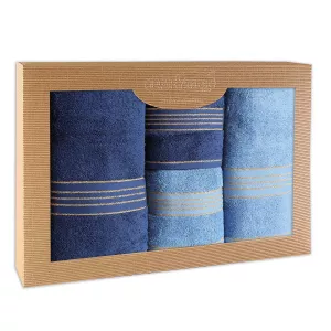 Ręcznik D Bawełna 100% Tiwano Niebieski + Granat (P) 2x50x90+2x70x140 kpl.