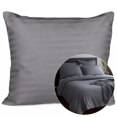 Poszewka satyna bawełna CIZGILI ANTHRACITE/50x60.