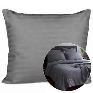 Poszewka satyna bawełna CIZGILI ANTHRACITE/50x60.
