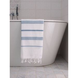 Ręcznik bawełniany hammam biały/jeans blue 170x100 cm Ottomania