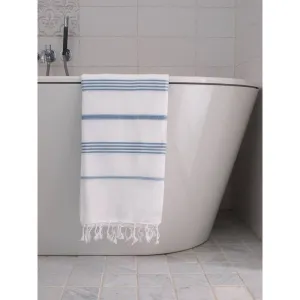 Ręcznik bawełniany hammam biały/ jeans blue 170x100 cm Ottomania