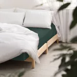 Prześcieradło satyna bawełniana z gumką zieleń butelkowa 036/90x200 - 2