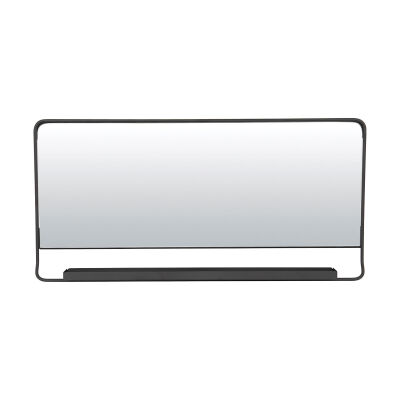 Szerokie lustro metalowe z półką czarne House Doctor