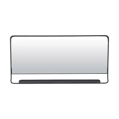 Szerokie lustro metalowe z półką czarne House Doctor