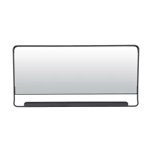 Szerokie lustro metalowe z półką czarne House Doctor