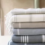 Ręcznik bawełniany hammam beżowy/biały 170x100 cm Ottomania - 3