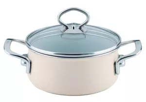 Garnek ceramiczny z pokrywką 1l kremowy Riess Avorio seria Premium