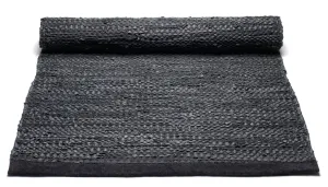 Chodnik czarny skórzany 60x90 cm Rug Solid