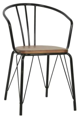 Krzesło z podłokietnikiem drewniane siedzisko i metalowa rama z możliwością sztaplowania Ib Laursen
