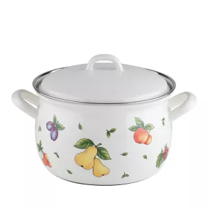 Garnek emaliowany z pokrywką 20 cm 3,5l Riess FRUIT GARDEN