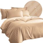 Pościel satyna bambusowo-bawełniana (P) STRIPE BEIGE/160x200 +2x70x80 z listwą +4x40x40 BAMBOO - 2