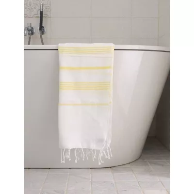 Ręcznik bawełniany hammam biały/żółty 170x100 cm Ottomania