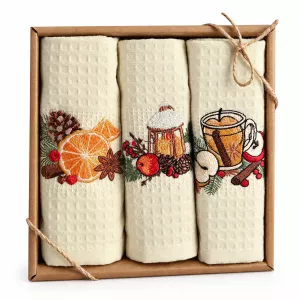 Komplet ręczników kuchennych bawełnianych NILTEKS/3x40x60/LUX MERLIN CHR V1