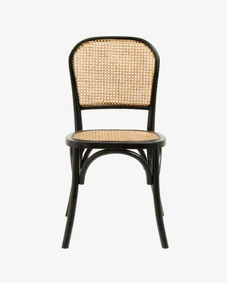 Krzesło drewno brzozowe rattan Wicky brązowo-czarne Nordal
