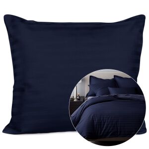 Poszewka satyna bawełna CIZGILI NAVY BLUE/70x80.