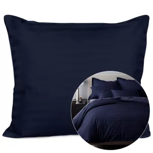Poszewka satyna bawełna CIZGILI NAVY BLUE/70x80.
