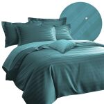 Pościel satyna bambusowo-bawełniana (P) STRIPE SEA TURQUOISE/220x200 +2x70x80 z listwą +4x40x40 BAMBOO - 2
