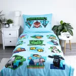 Pościel bawełna 140x200+70x90 Minecraft jasy niebieski - 2