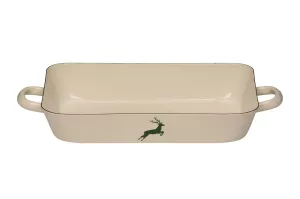 Brytfanna emaliowana Riess Country z zielonym jelonkiem 33x20 cm