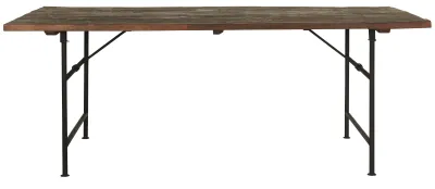 Długi stół z drewnianym blatem i metalowym stelażem, unikalny Ib Laursen