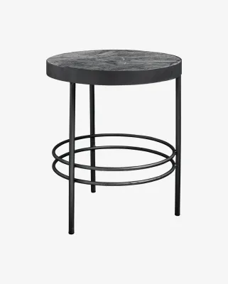 Okrągły stolik z marmurowym blatem 50x 57 cm MIDNIGHT Nordal