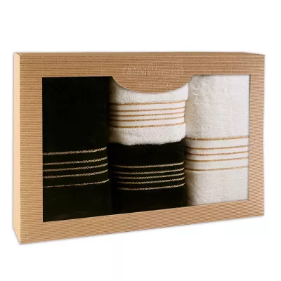 Ręcznik D Bawełna 100% Tiwano Biały + Czarny (P) 2x50x90+2x70x140 kpl.