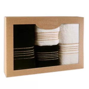Ręcznik D Bawełna 100% Tiwano Biały + Czarny (P) 2x50x90+2x70x140 kpl.