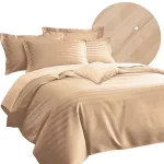 Pościel satyna bambusowo-bawełniana (P) STRIPE BEIGE/220x200 +2x70x80 z listwą +4x40x40 BAMBOO - 2