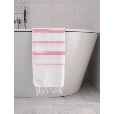Ręcznik bawełniany hammam biały/sorbet 170x100 cm Ottomania