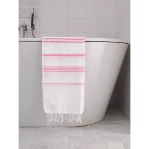 Ręcznik bawełniany hammam biały/sorbet 170x100 cm Ottomania