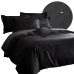 Pościel satyna bambusowo-bawełniana (P) STRIPE BLACK/220x200 +2x70x80 z listwą +4x40x40 BAMBOO - 2