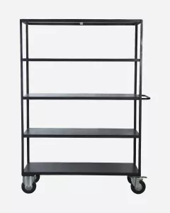 Metalowy regał na kółkach 130x40x175 cm czarny House Doctor