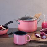 Wysoki Garnek emaliowany różowy 6 l 24 cm Riess PINK - 11