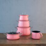 Wysoki Garnek emaliowany różowy 6 l 24 cm Riess PINK - 12