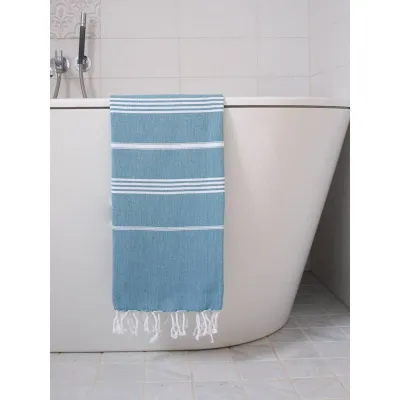 Ręcznik bawełniany hammam petrol / biały 170x100 cm Ottomania