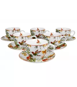 Filiżanki do kawy i herbaty porcelanowe ze spodkami DUO LINNEA 280 ml 6 szt.