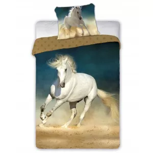 Pościel bawełna 140x200+1p70x90 Koń biały