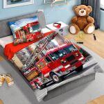 Pościel bawełna 160x200+1p70x80 Wóz Strażacki - 2