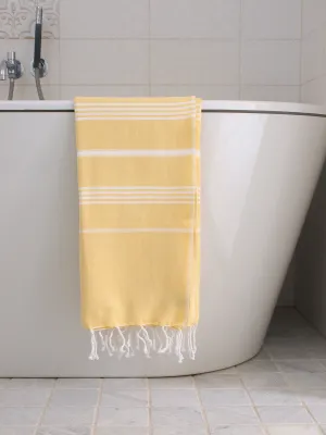 Ręcznik bawełniany hammam żółty/biały 170x100 cm Ottomania