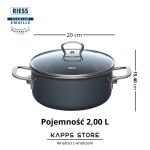 Niski garnek emaliowany Riess DARK GREY 2 l z pokrywą szklaną – do zup i duszenia - 2