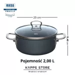 Niski garnek emaliowany Riess DARK GREY 2 l z pokrywą szklaną – do zup i duszenia - 2