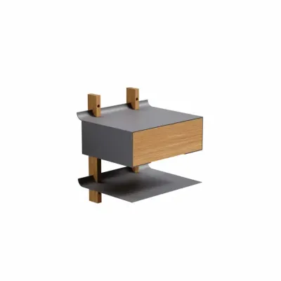 Smile Bedside Table Shelf Oak/Grey