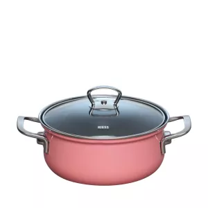 Niski Garnek emaliowany różowy 2l 20 cm Riess PINK