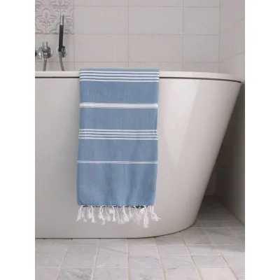 Ręcznik bawełniany hammam jeans blue/biały 170x100 cm Ottomania