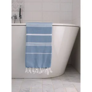 Ręcznik bawełniany hammam jeans blue/biały 170x100 cm Ottomania